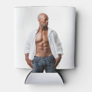 Hot Guy Nice Pecs Muscular Abs Beach Shirtless Can Cooler
