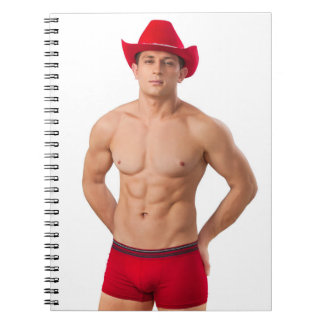 Hot Guy Sexy Cowboy Hat Shirtless Muscle Man Hunk Notebook