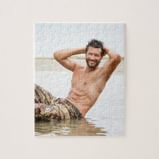 Hot Guy Sexy Shirtless Muscle Man Hunk Exercises Jigsaw Puzzle