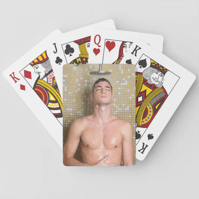 Hot Guy Sexy Shirtless Muscle Man Hunk In Shower Playing Cards Zazzle