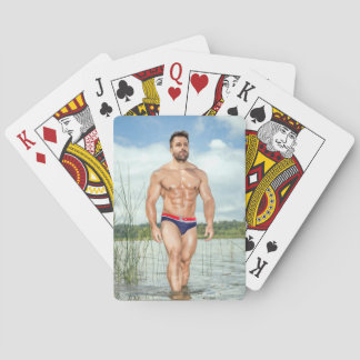 Hot Guy Sexy Shirtless Muscle Man Hunk Walks Water Playing Cards