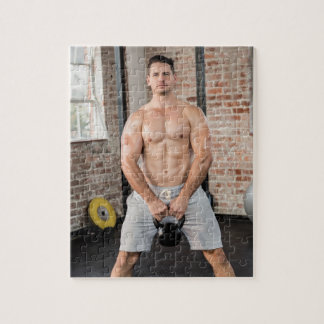 Hot Guy Sexy Shirtless Muscle Man Works Out Hunk Jigsaw Puzzle