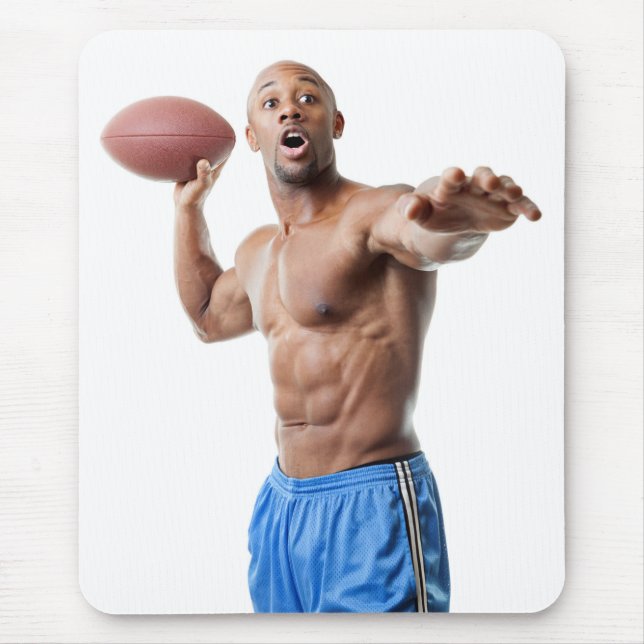 Hot Guy Sexy Shirtless Muscled Football Stud Mouse Pad (Front)