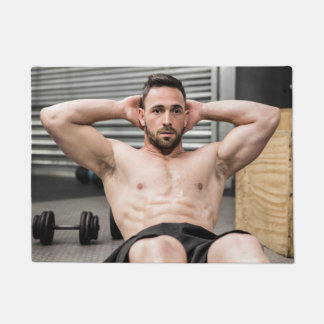 Hot Guy Works Out Sexy Shirtless Muscle Man Sit Up Doormat