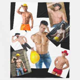 Hot Guys Cowboys & Construction Workers Collage  Fleece Blanket