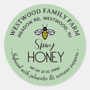 Hot Honey Label with Bee Spicy Jalapeño Green