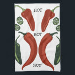 HOT HOT HOT Spicy chiles jalapeno Tea Towel<br><div class="desc">Decorate your kitchen with this fun and spicy jalapeno dish towel. Makes a great housewarming or wedding gift! 
You can customise it and add text too.
Check my shop for lots more colours and patterns!</div>
