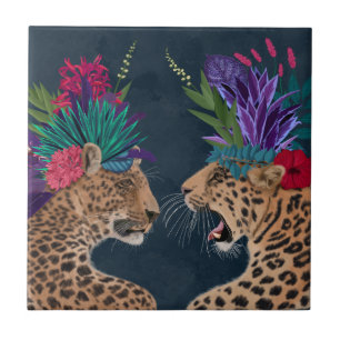 Hot House Leopards   A Couple Ceramic Tile