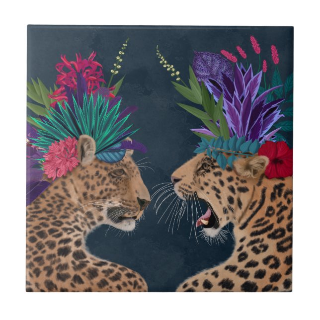 Hot House Leopards | A Couple Ceramic Tile (Front)