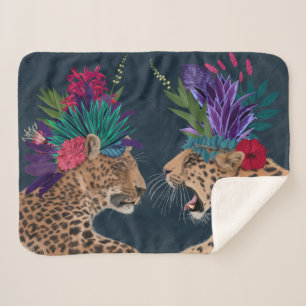 Hot House Leopards   A Couple Sherpa Blanket