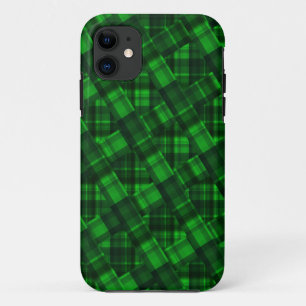 Hot Jungle Green Checked Tartan Print, iPhone 11 Case