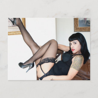 Hot Lady in Black Postcard