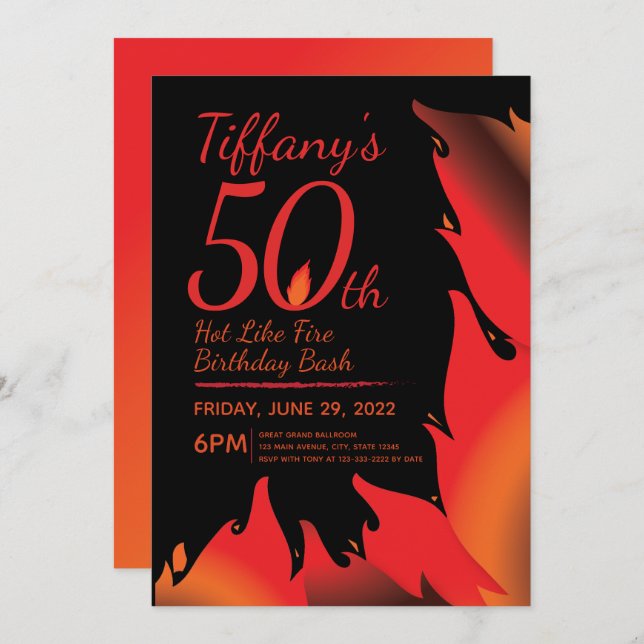 Hot Like Fire Milestone Invitation (Front/Back)