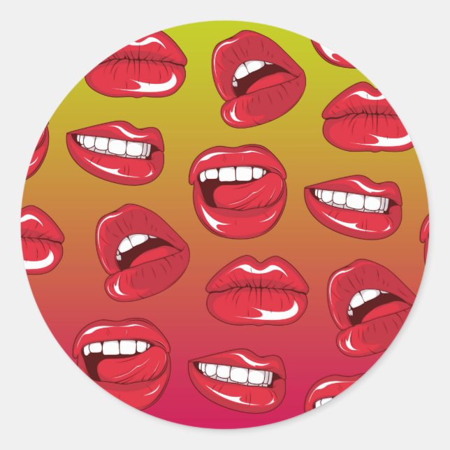 Hot Lips Classic Round Sticker (Front)