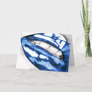 Hot Lips Greetings Cards (Blue)