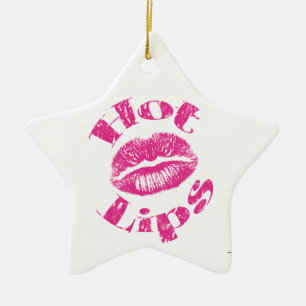 Hot Lips! Pink Lips Ceramic Ornament