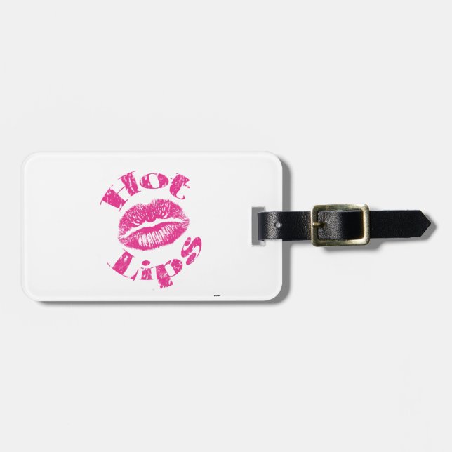 Hot Lips! Pink Lips Luggage Tag (Front Horizontal)