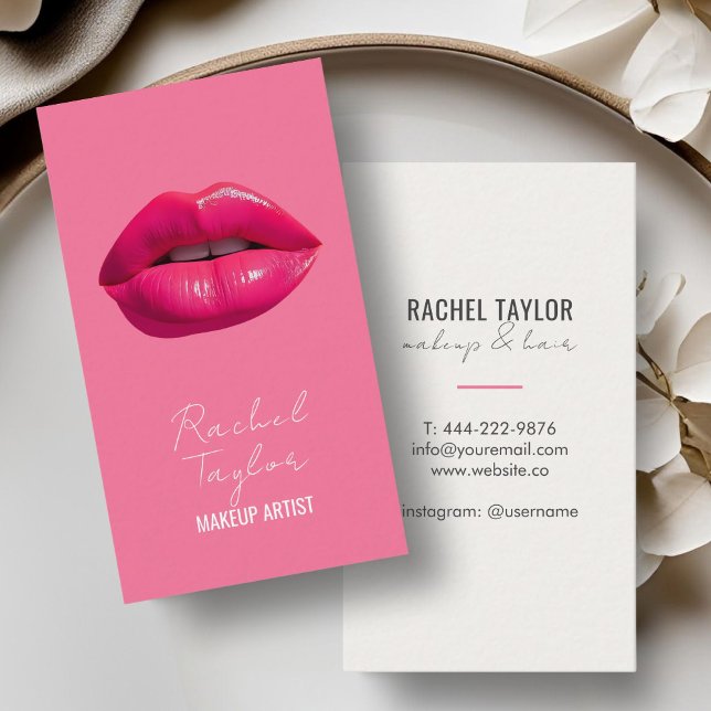 Hot Lips | Pink Makeup Business Card (Creator Uploaded)