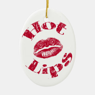 Hot Lips, Red Lips Ceramic Tree Decoration