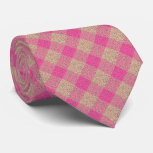 Hot Magenta and Gold Checkers Tie