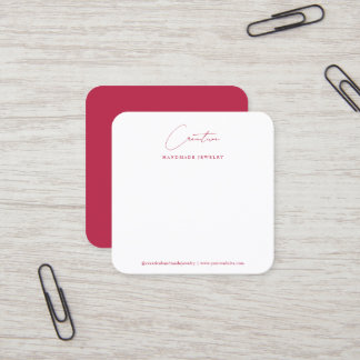Hot Magenta Handwritten Script Jewellery Display Square Business Card
