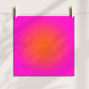 Hot Magenta Pink and Bright Orange Aura Ombre Poster