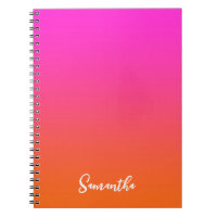 Hot Magenta Pink and Bright Orange Ombre Name