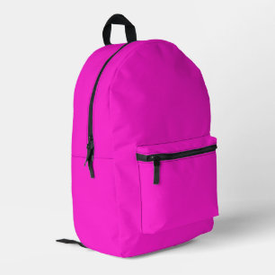 Hot Magenta Solid Colour Printed Backpack