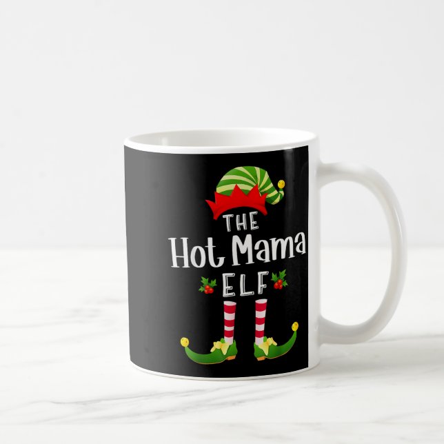 Hot Mama Christmas Elf Matching Pajama X-mas Party Coffee Mug (Right)