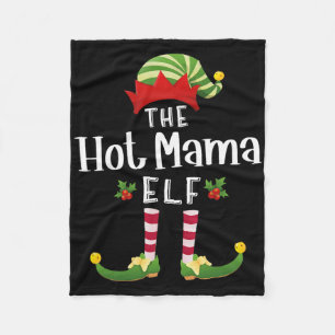Hot Mama Christmas Elf Matching Pajama X-mas Party Fleece Blanket