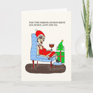 HOT MAMA PEACE LOVE AND JOY CHRISTMAS CARD