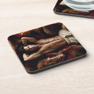 Hot Man on a Bearskin Rug Coaster