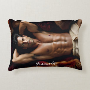 Hot Man on a Bearskin Rug Decorative Cushion