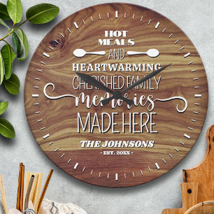 Hot Meals Warm Memories Personalized Kitchen  Large Clock