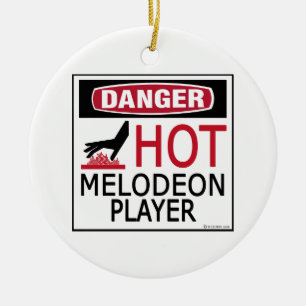 Hot Melodeon Player Ceramic Ornament
