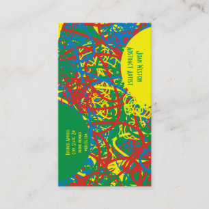 Hot Mess Abstract Artist Red Blue Green Yellow Art Business Card