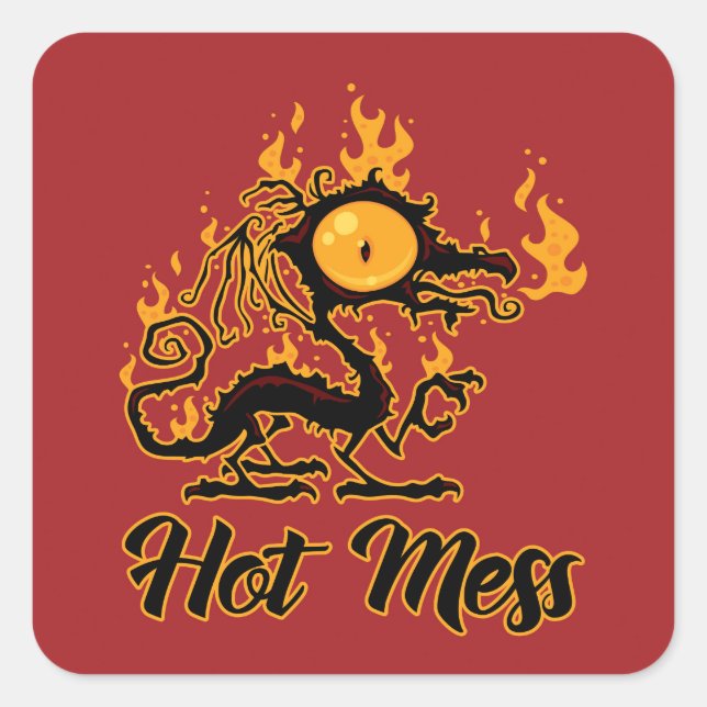 Hot Mess Crispy Dragon Square Sticker (Front)