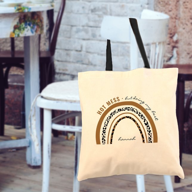 Hot Mess Doing My Best Animal Print Rainbow Tote Bag (Creator Uploaded)