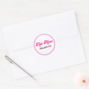 Hot Mess Hot Pink Bachelorette Party Classic Round Sticker