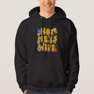 Hot Mess Wife Groovy Style Vintage Women Hoodie