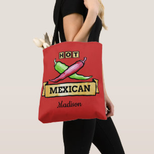 Hot Mexican custom name tote bags