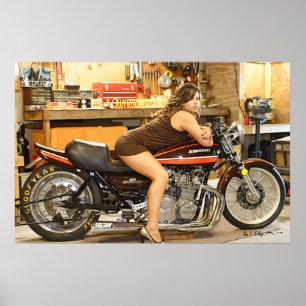 Hot Model + A Hot Classic Dragbike Poster
