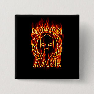 Hot Molon Labe Warrior Mask Laurels on Fire 15 Cm Square Badge