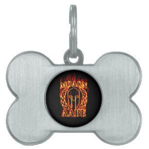Hot Molon Labe Warrior Mask Laurels on Fire Pet ID Tag