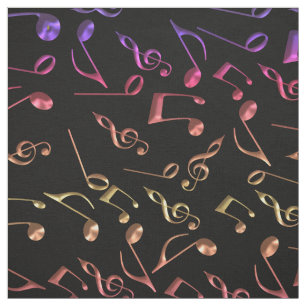 Hot Music Notes On Black or Any Colour Fabric
