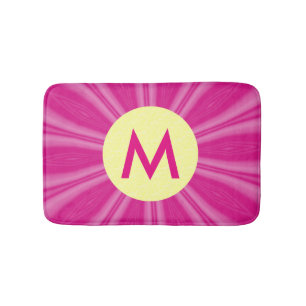 Hot or Bright Pink Radiating Streaks Initial Bath Mat