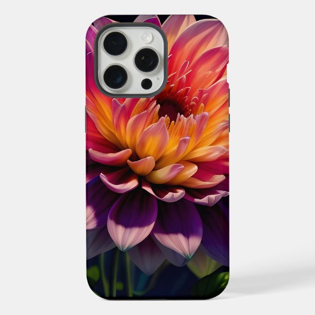 Hot Orange and Pink Dahlia Flower iPhone Case (Back)
