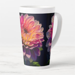 Hot Orange and Pink Dahlia Flower Latte Mug