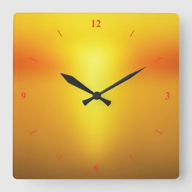 Hot Orange. Square Wall Clock (Front)