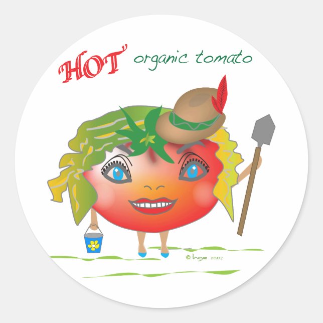 Hot Organic Tomato Classic Round Sticker (Front)